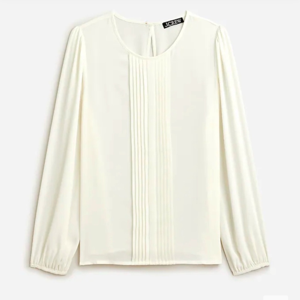 J.Crew Pleated Button-Back Top Blouse Ivory BU101 XXS NWT